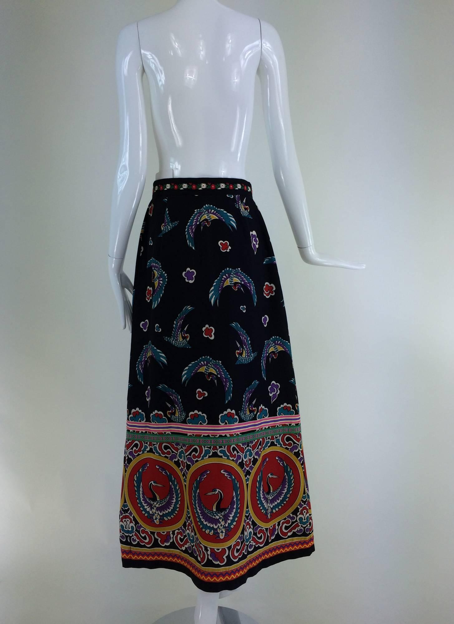 Women's Giorgio Sant'Angelo 4 U mix print maxi skirt 1970s 