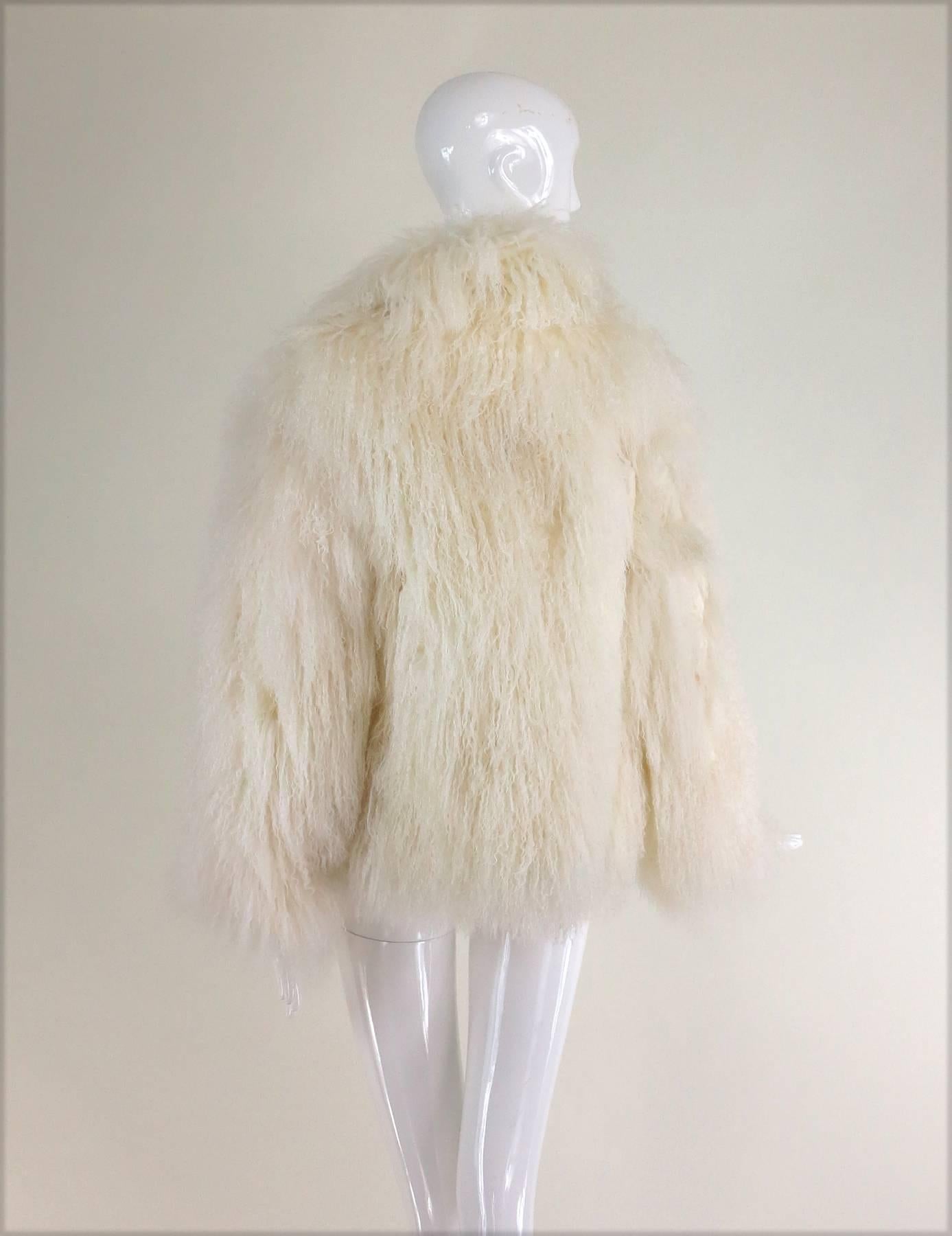 Mongolian lamb fur jacket in white Marvin Richards 1980s Unworn In New Condition In West Palm Beach, FL