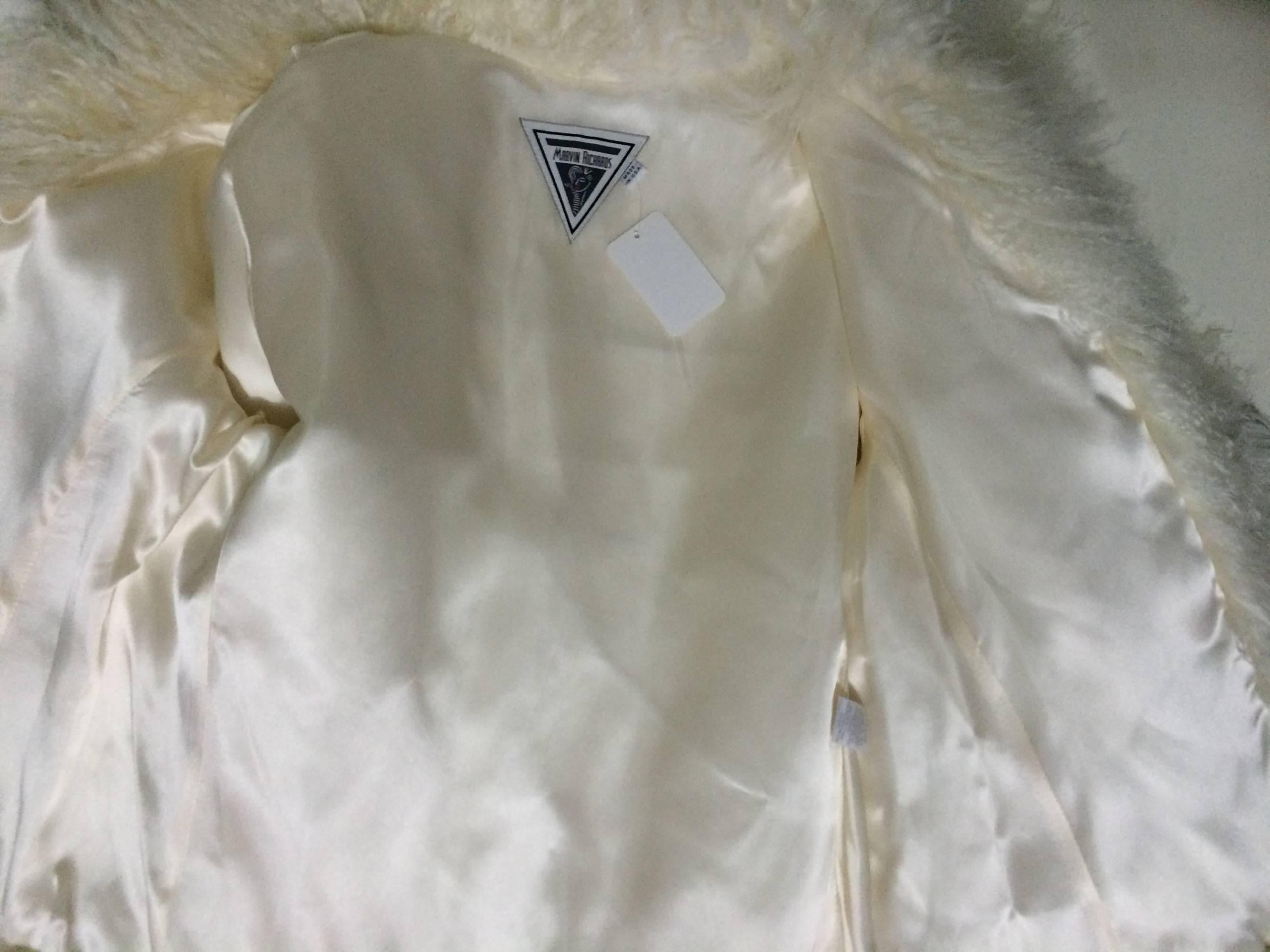 Mongolian lamb fur jacket in white Marvin Richards 1980s Unworn 5