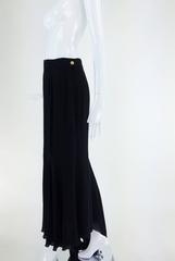 Chanel black silk chiffon evening skirt with train 1990s