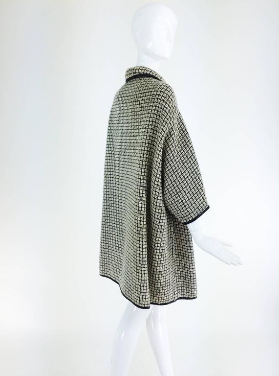 Bonnie Cashin black and white woven wool sac back coat 1950s at 1stDibs