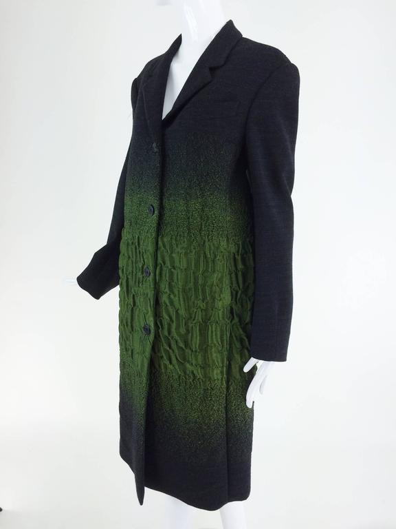 Prada A/W 2007 runway look #19 green/gray textured wool coat at