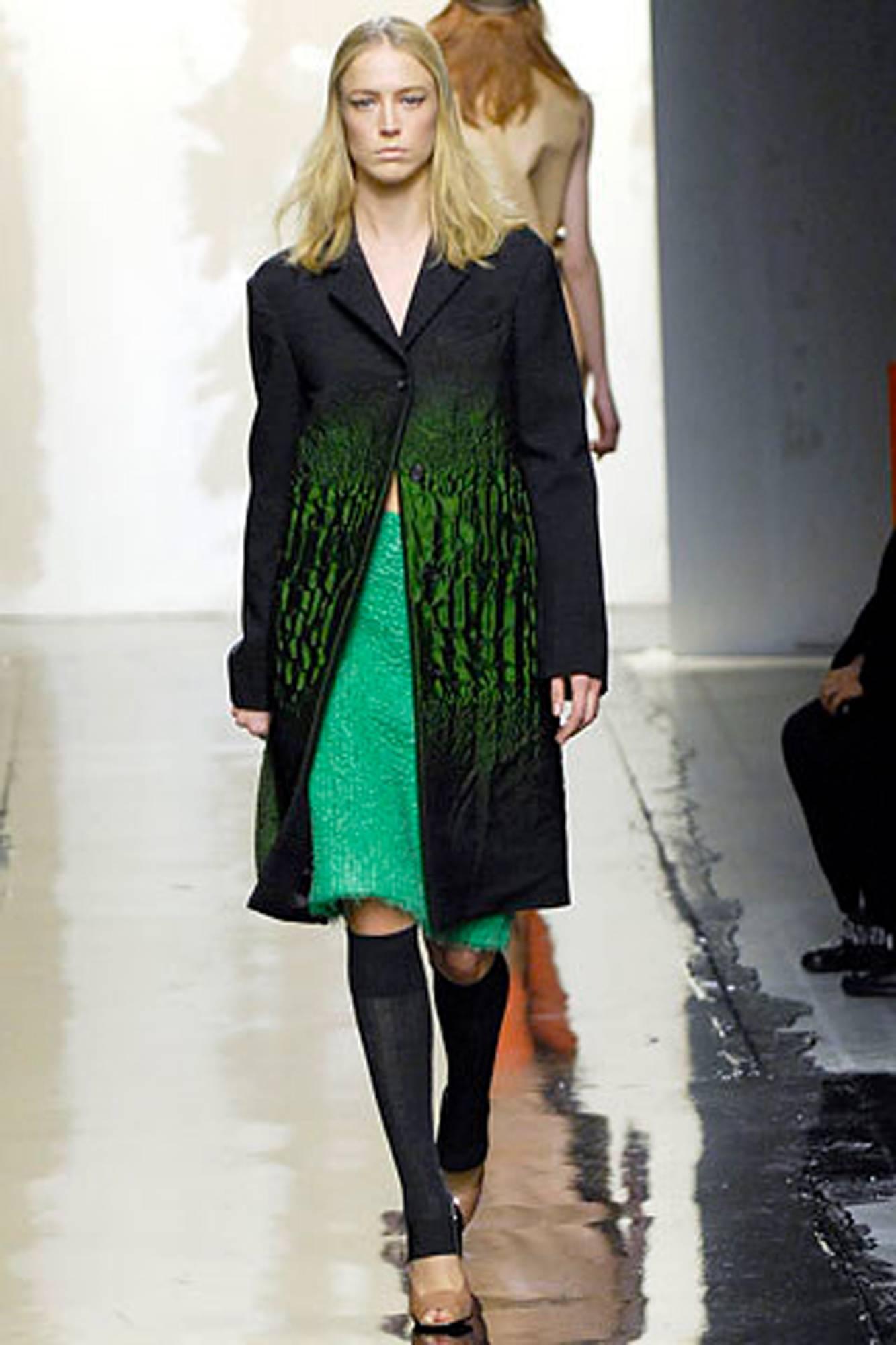 Prada A/W 2007 runway look #19 green/gray textured wool coat  3