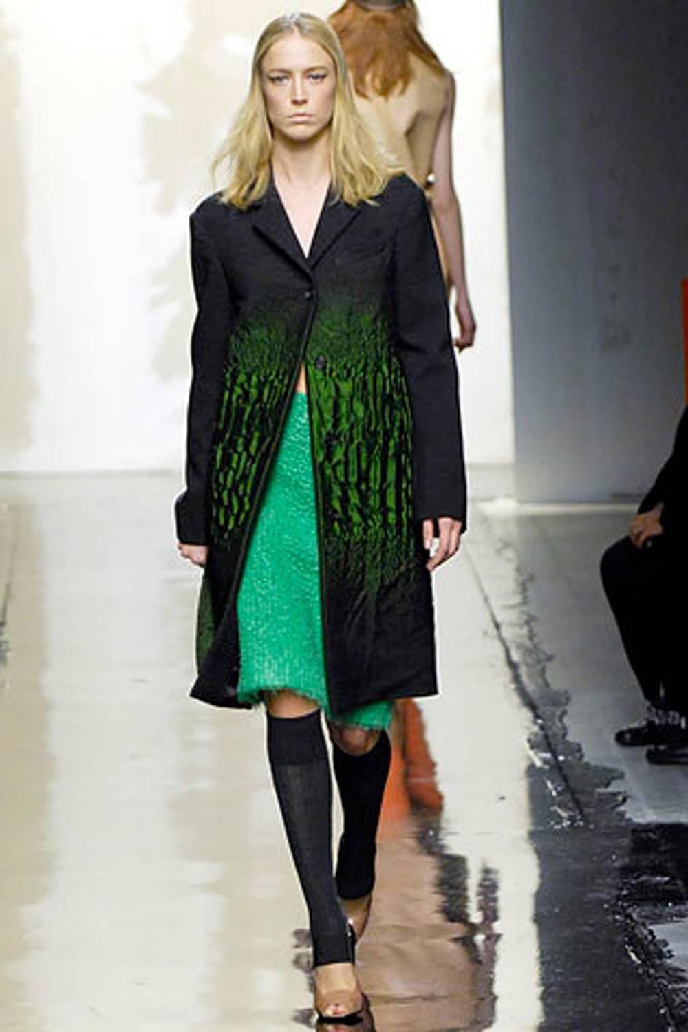 Prada A/W 2007 runway look #19 green/gray textured wool coat at 1stdibs