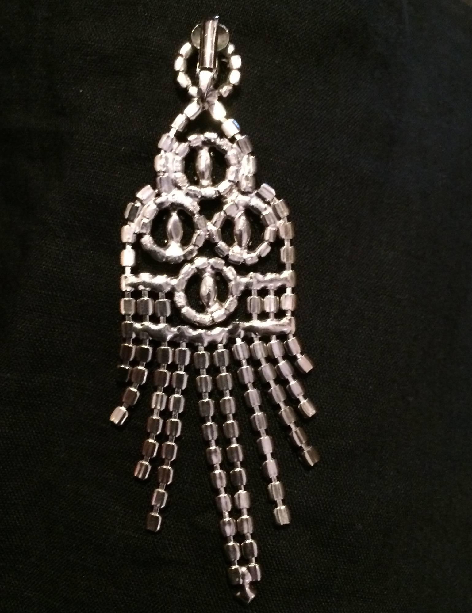 Crystal prong set rhinestone chandelier earrings vintage 1