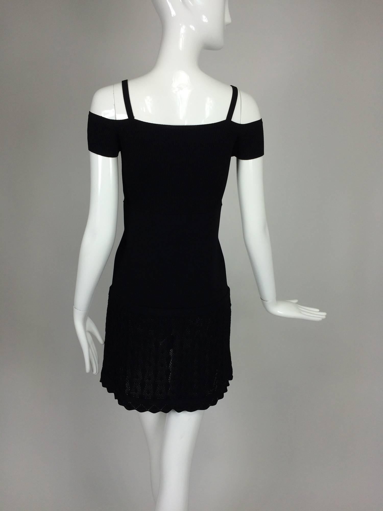 Women's Chanel shoulder baring little black knit dress 2008 unworn