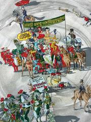 Whimsical Hermes silk twill scarf Cirque Molier  Phillipe Dumas 36" x 36" 1980s