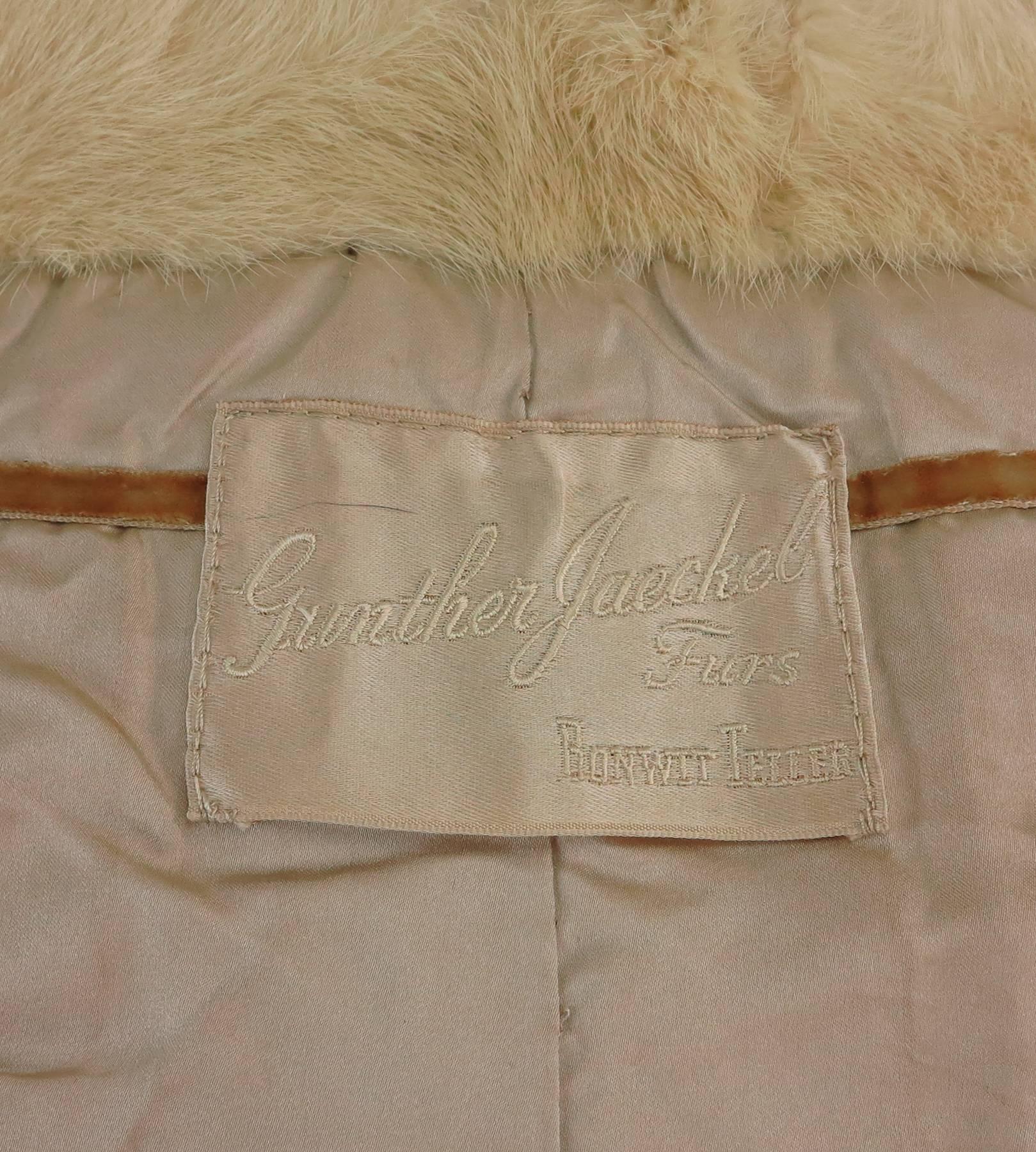 Gunther Jaeckel furs  Bonwit Teller champagne mink tie front cape 1960s 5