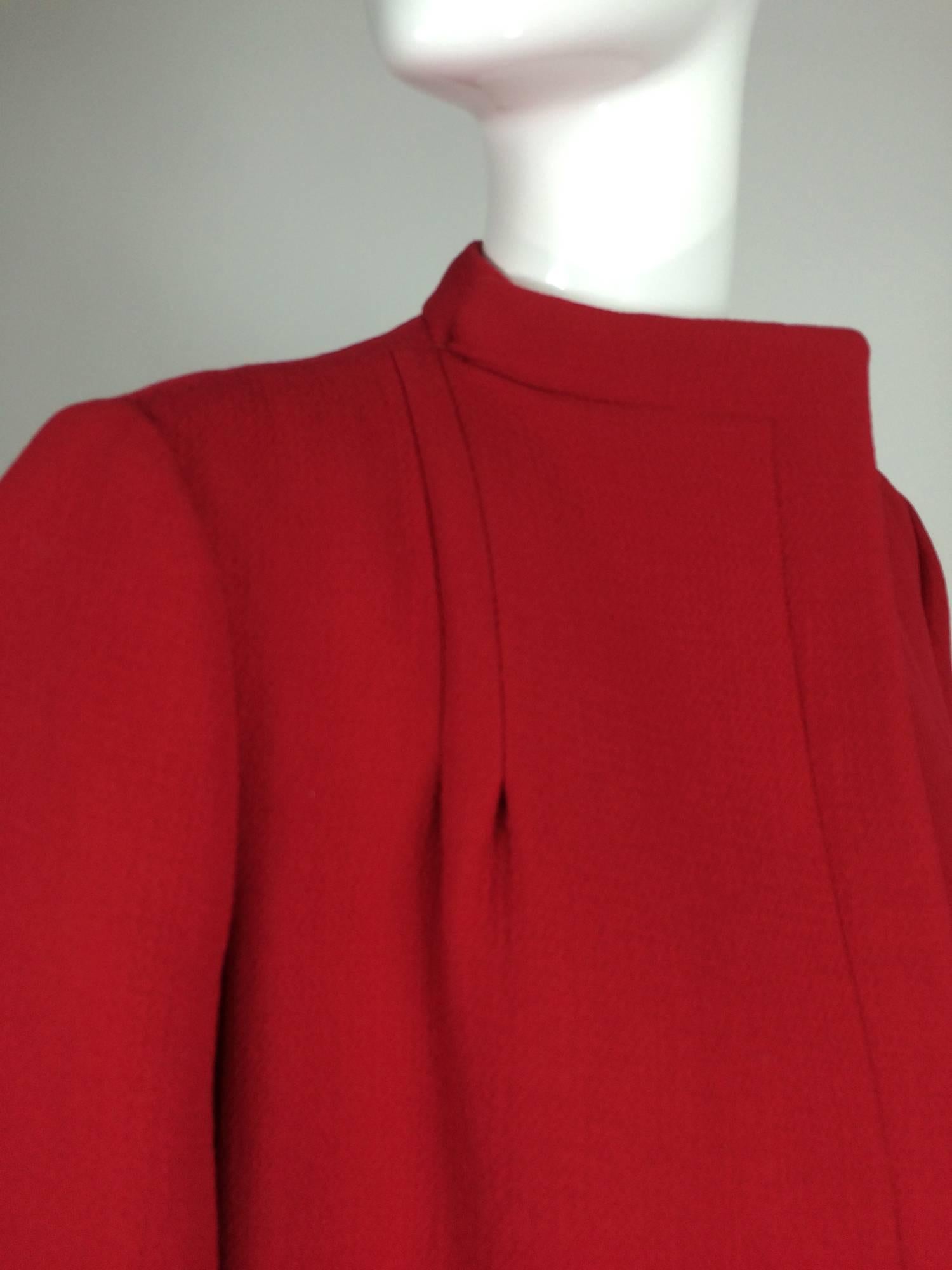 Pauline Trigere chic cherry red wool open front coat 1950s 2
