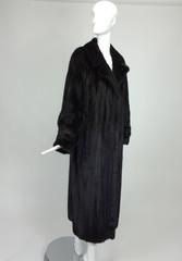 Black full length mink fur coat belt back 1990s Lord & Taylor