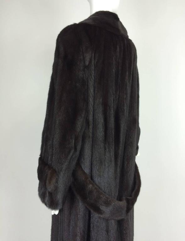 Black full length mink fur coat belt 