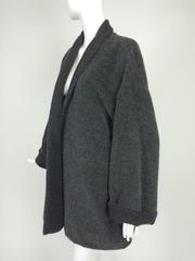 Agnona charcoal grey alpaca shawl collar wrap jacket