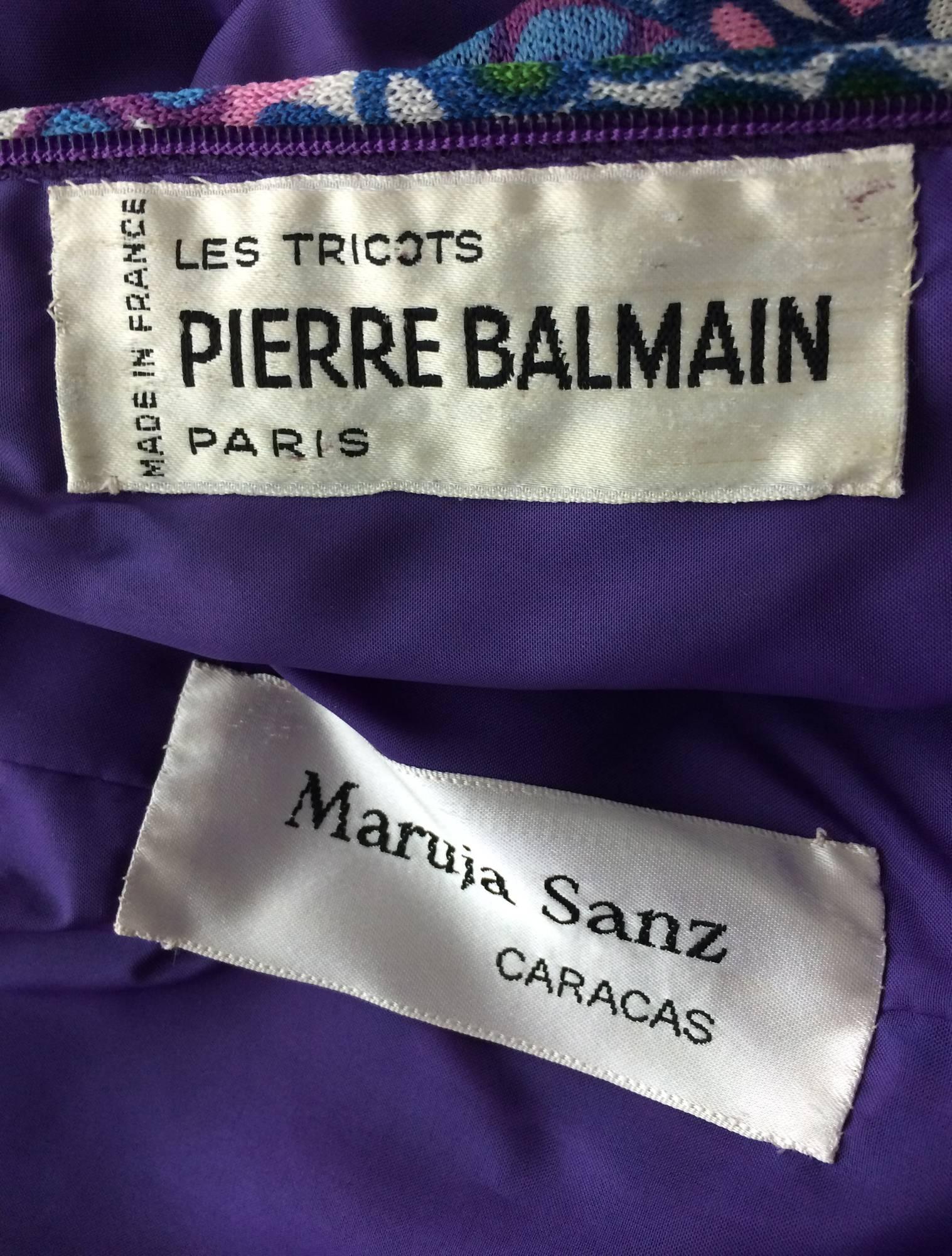 Pierre Balmain Les Tricots Sleeveless V neck maxi dress 1960s 1