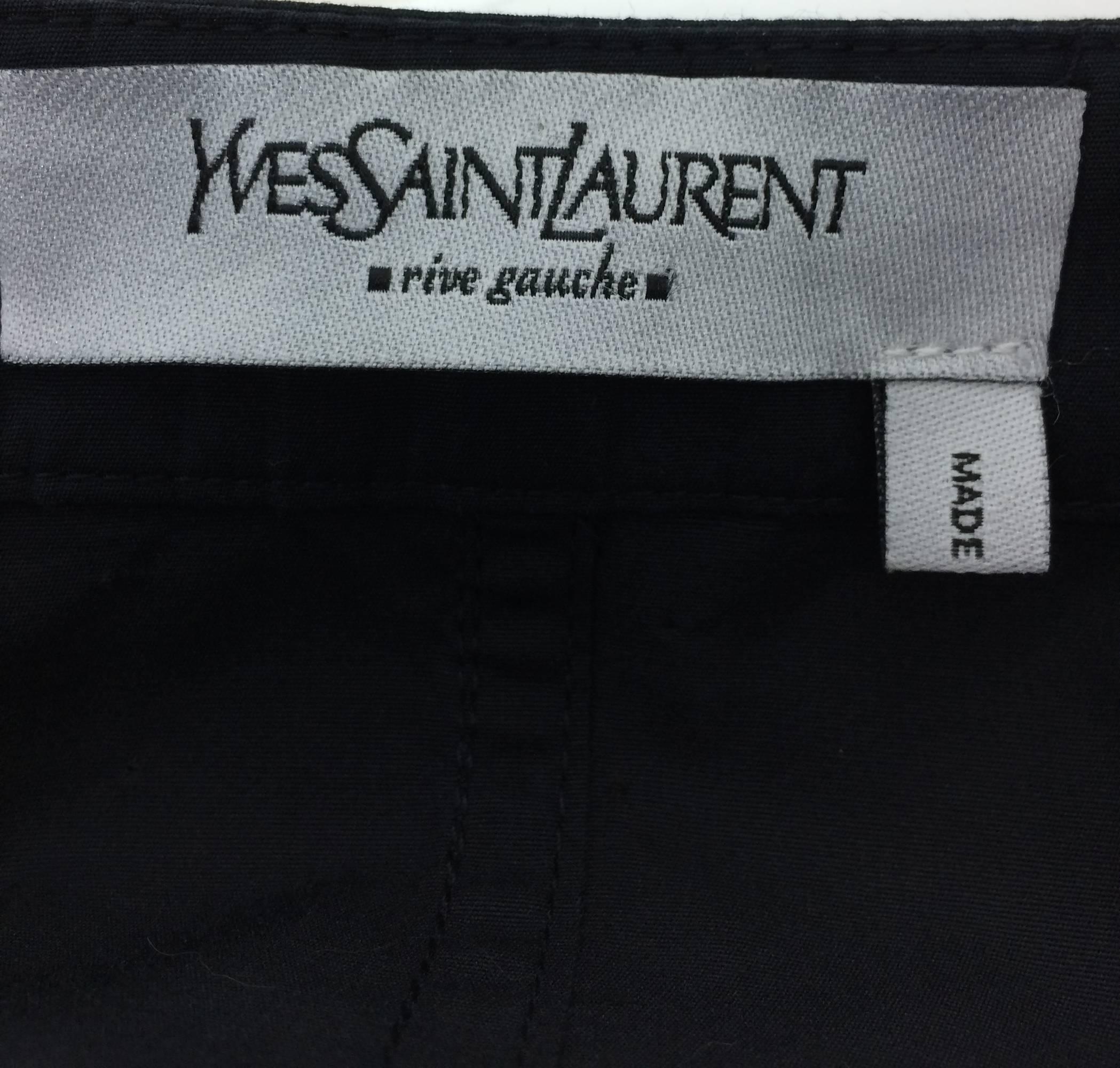 Yves St Laurent black cotton & silk flap pocket skirt with crochet buttons  4