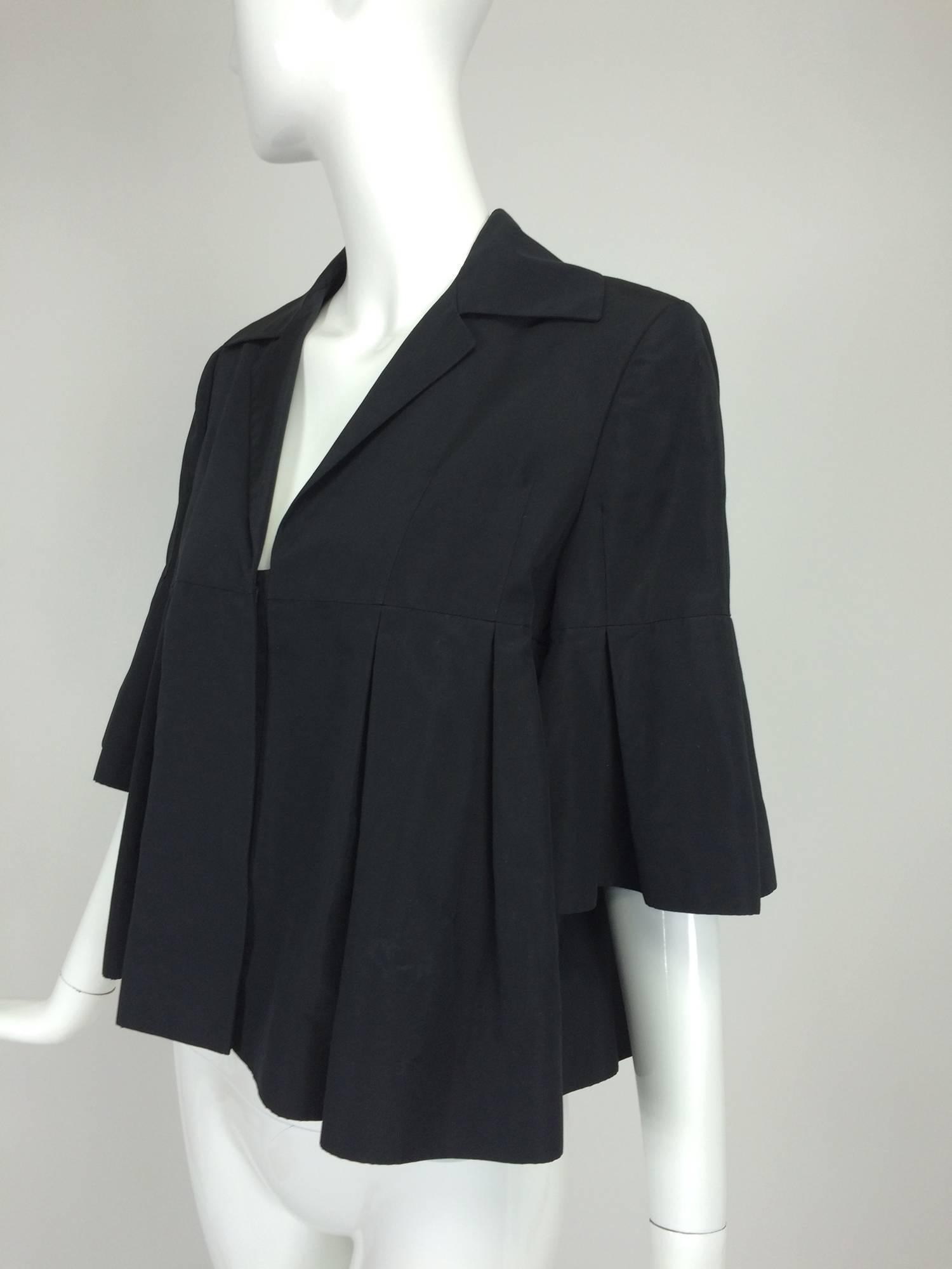 Christian Dior black silk cropped pleated jacket with pleated sleeves  5