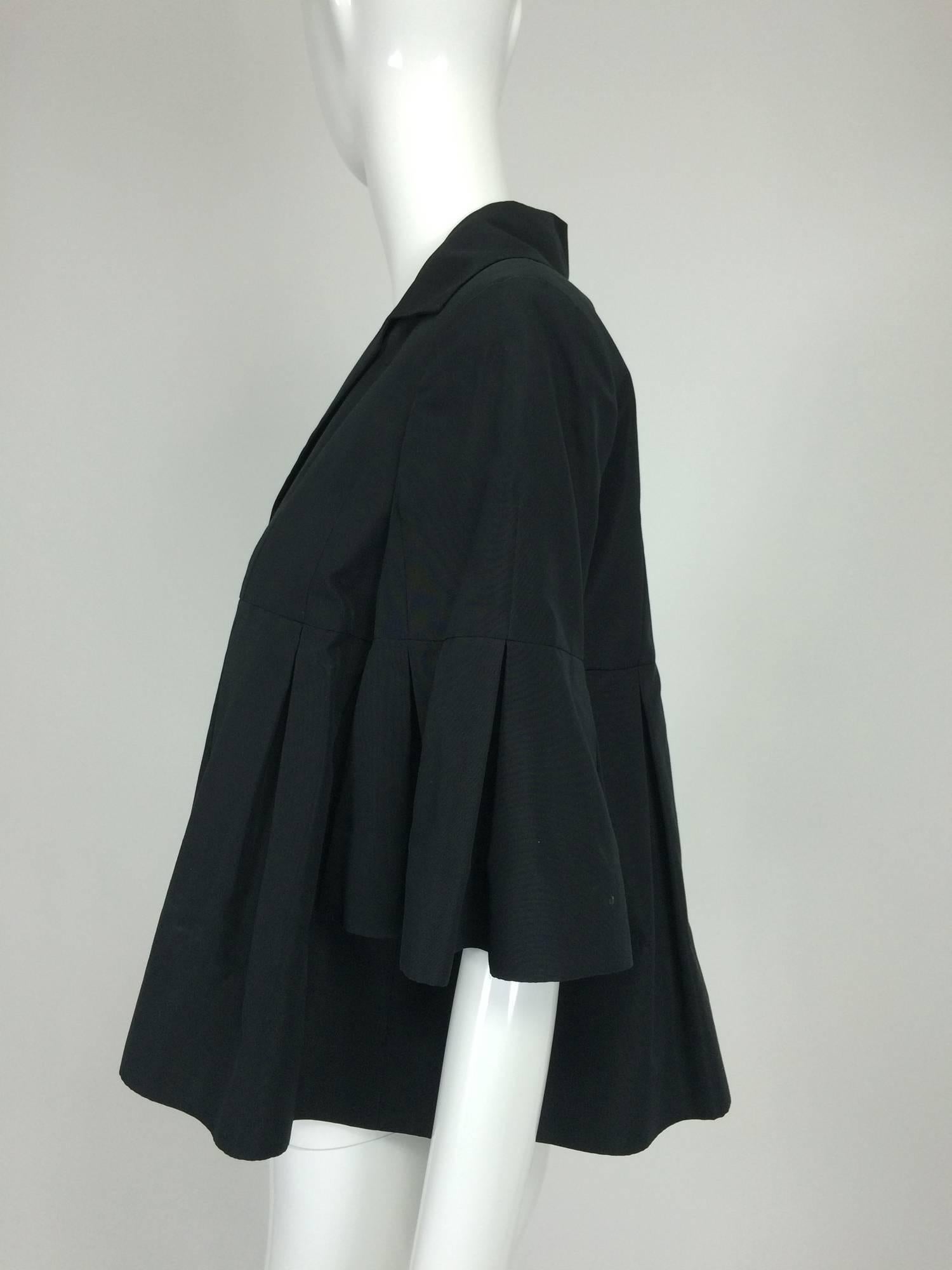 Christian Dior black silk cropped pleated jacket with pleated sleeves  4