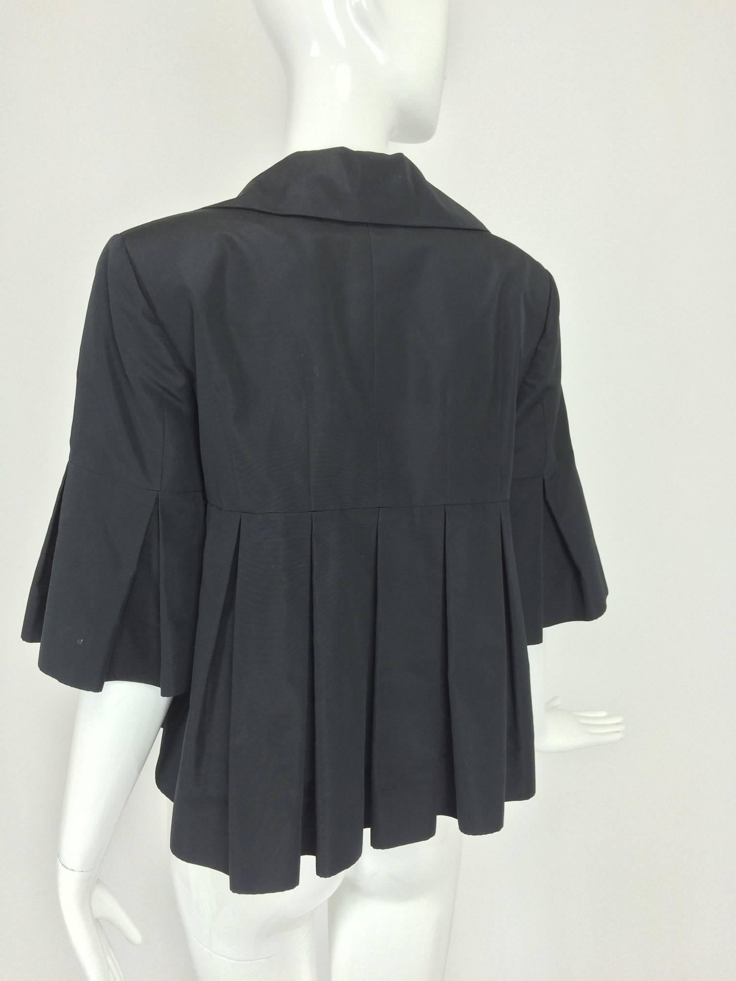 Christian Dior black silk cropped pleated jacket with pleated sleeves  3