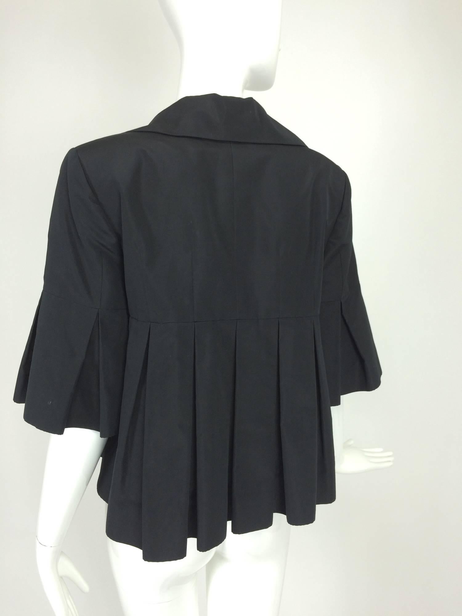 Christian Dior black silk cropped pleated jacket with pleated sleeves  2