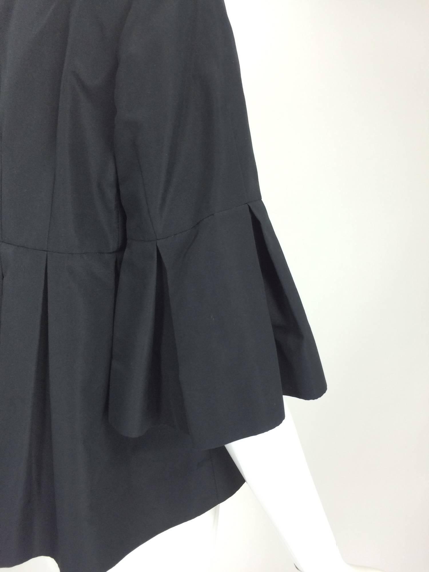 Christian Dior black silk cropped pleated jacket with pleated sleeves  In Excellent Condition In West Palm Beach, FL