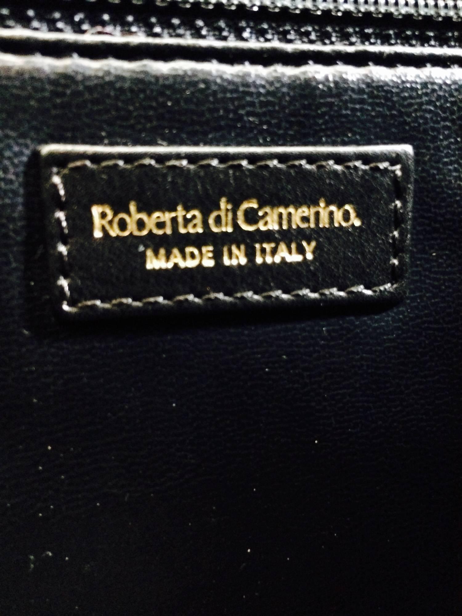 Roberta di Camerino cream, black & chocolate brown velvet handbag 1970s 5