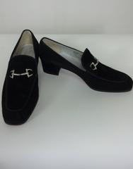 Gucci chunky black suede rhinestone bit loafers 38 1/2 C