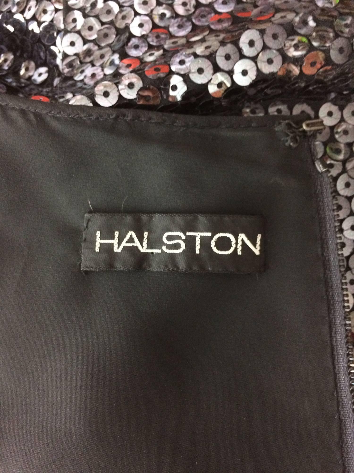 Halston glittery black sequin bat wing evening gown  3