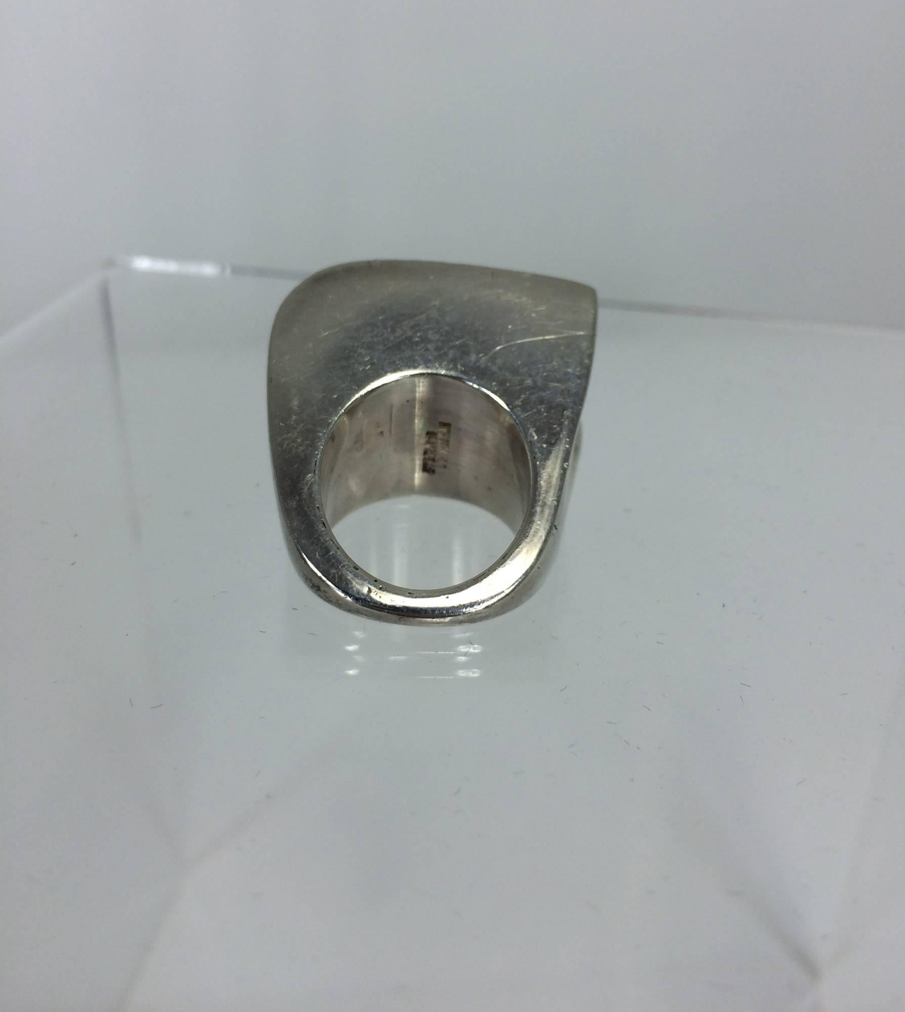 Modernist Patricia Von Musulin chunky sterling silver ring 6
