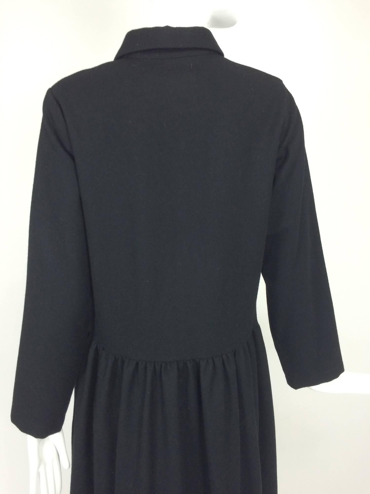 Women's or Men's Tricot Comme des Garcons black LS wool dress with gathered skirt 