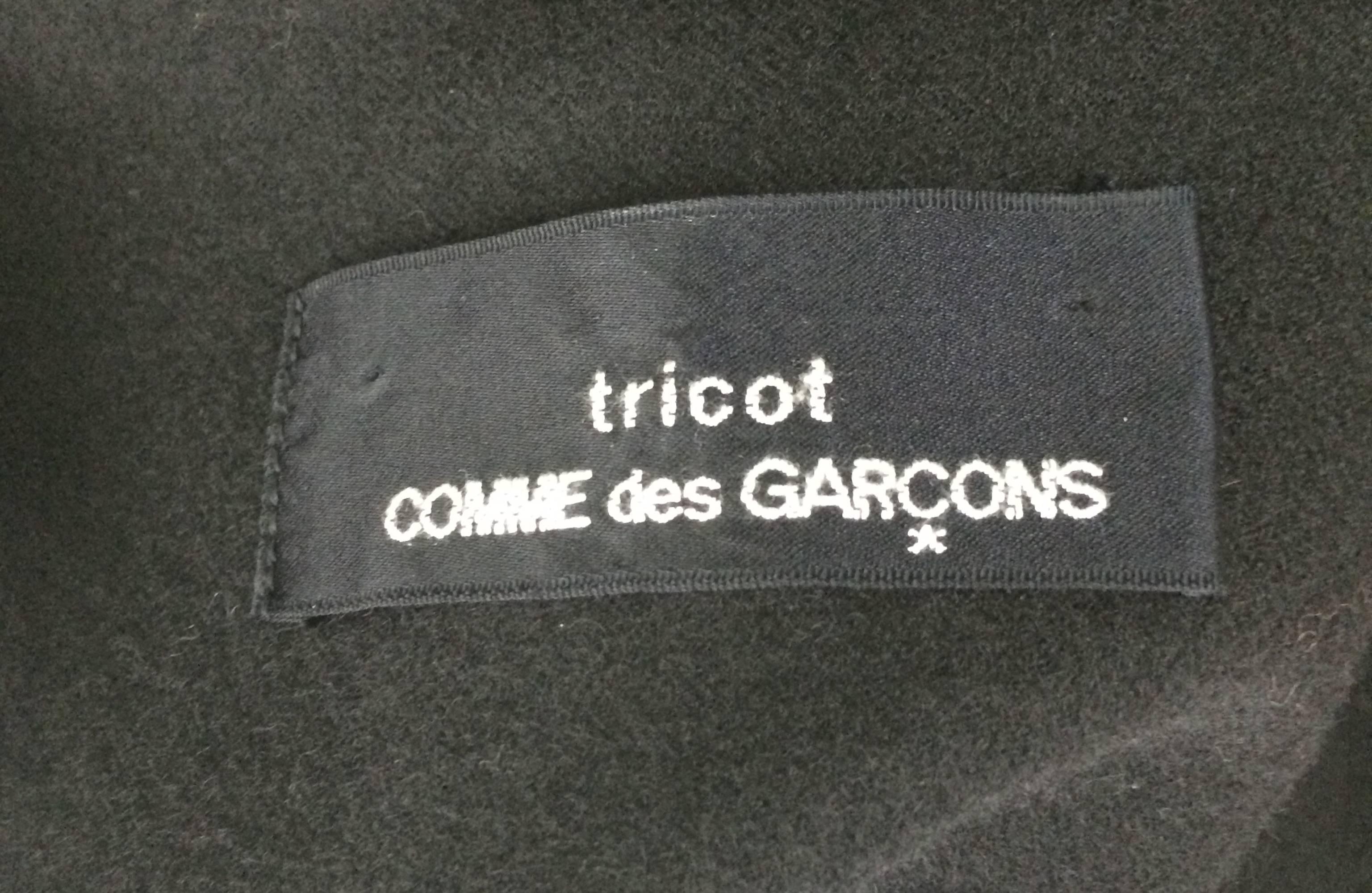 Tricot Comme des Garcons black LS wool dress with gathered skirt  4