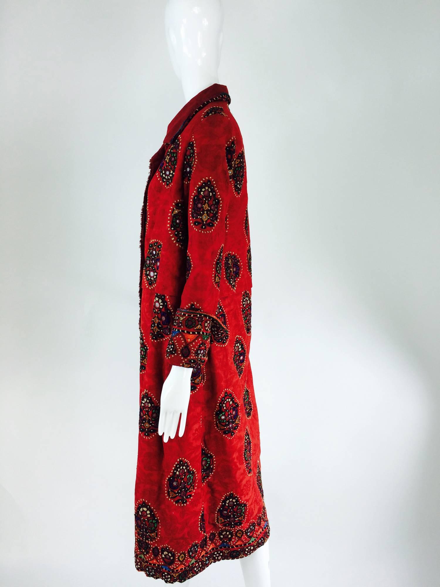 Women's Shisha pomegranate damask embroidered flapper style coat India 1920s