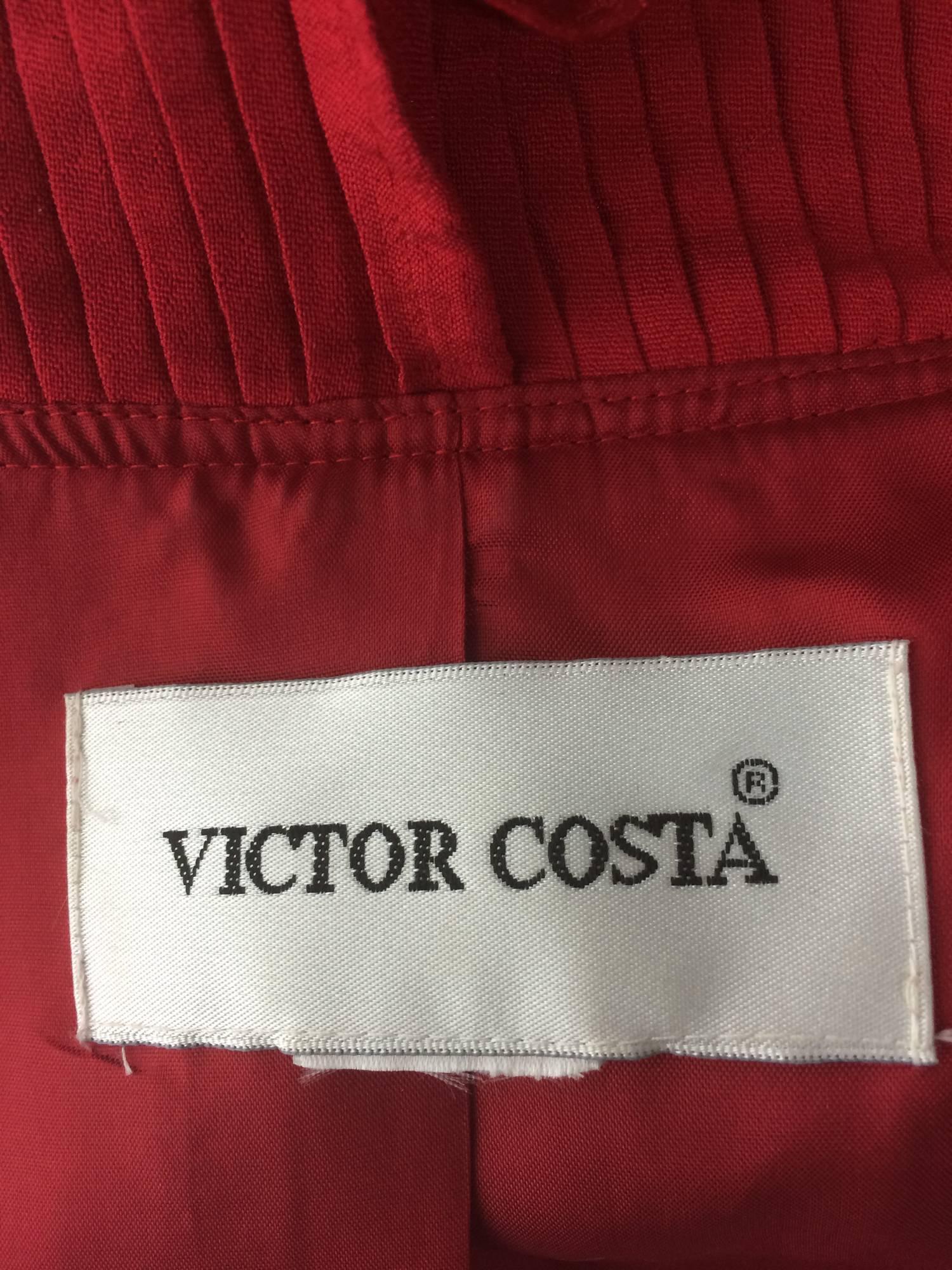 Victor Costa shimmery red evening jacket with pleated ruffle trims  2