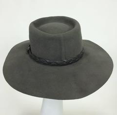 Gucci grey felt fedora with braided leather band 1970s