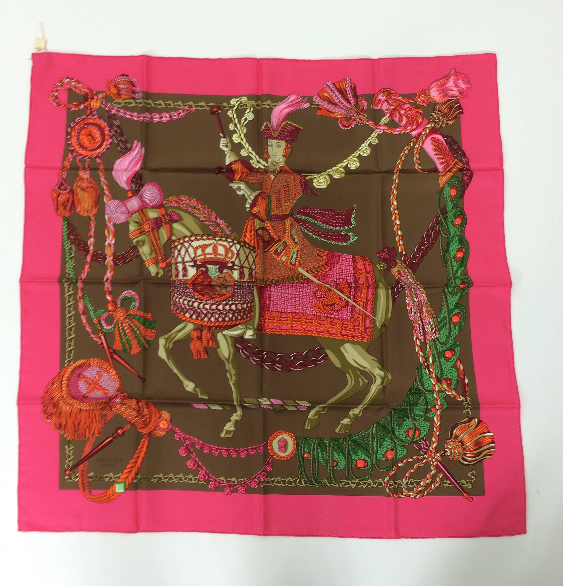 Hermes  Le Timbalier silk twill scarf by Françoise Heron NWT 36