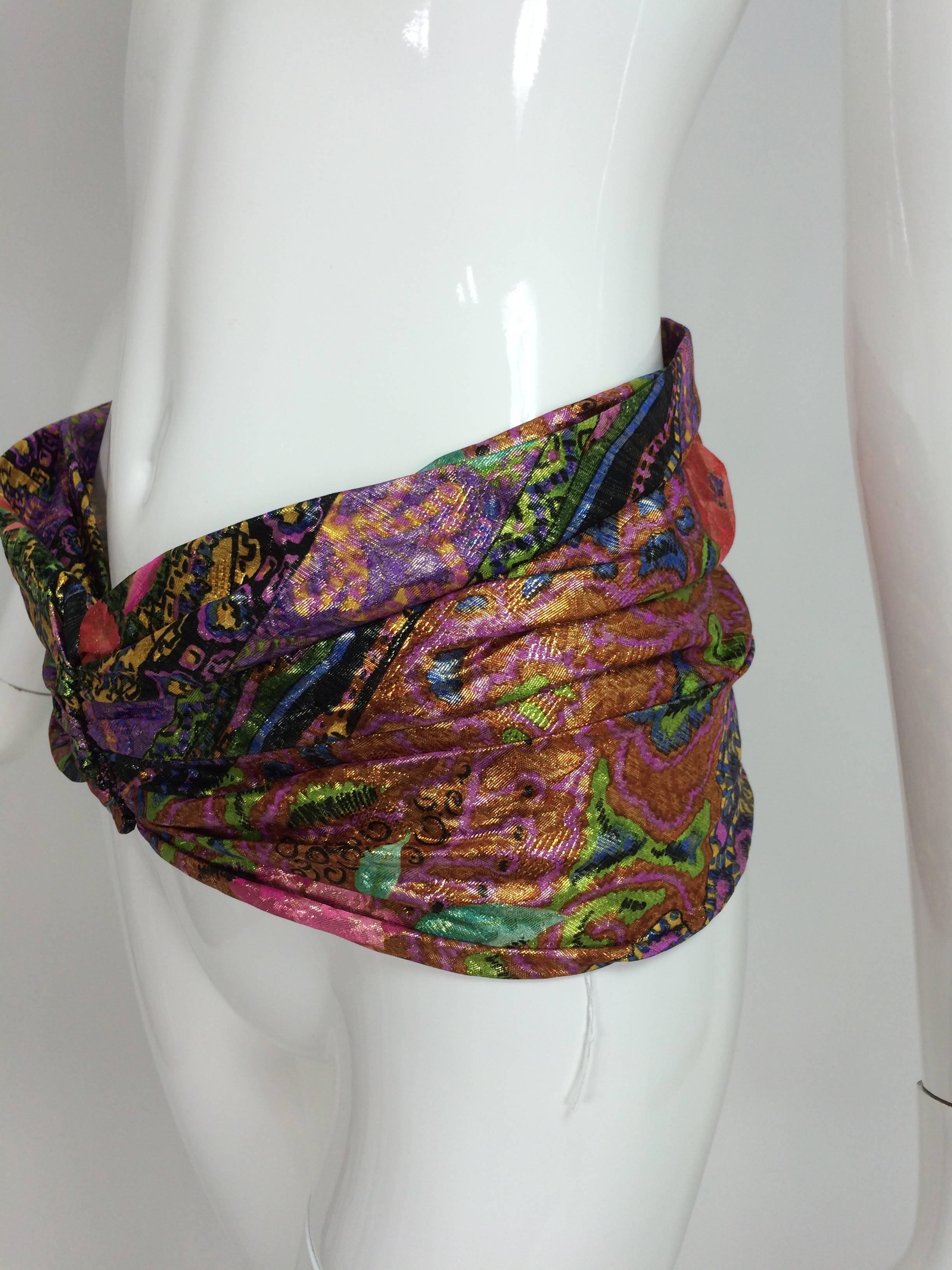 Leonard Paris metallic brocade wide waist wrap belt 1980s 1