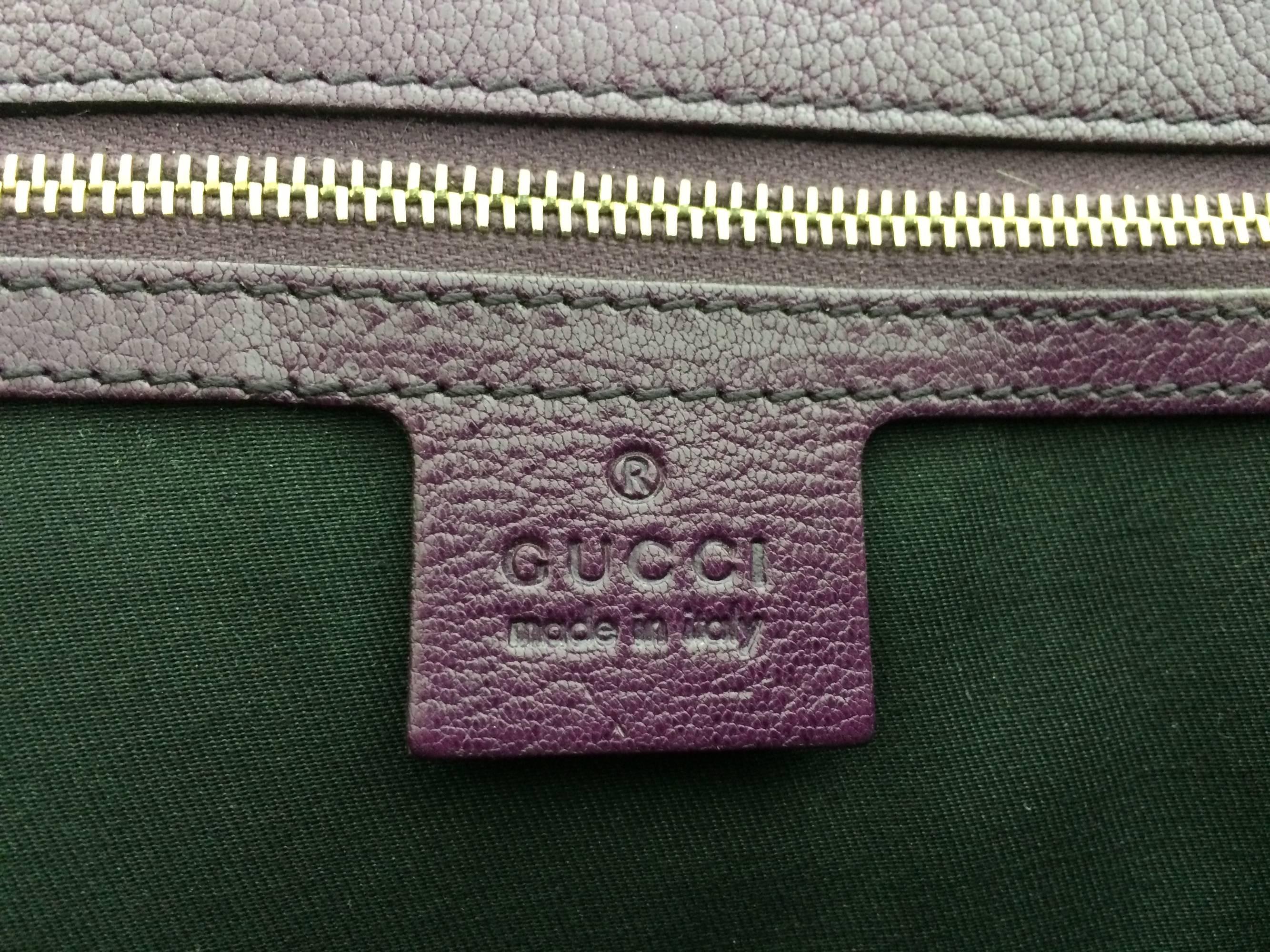 Gucci Blondie rare plum glazed leather shoulder handbag gold hardware 4