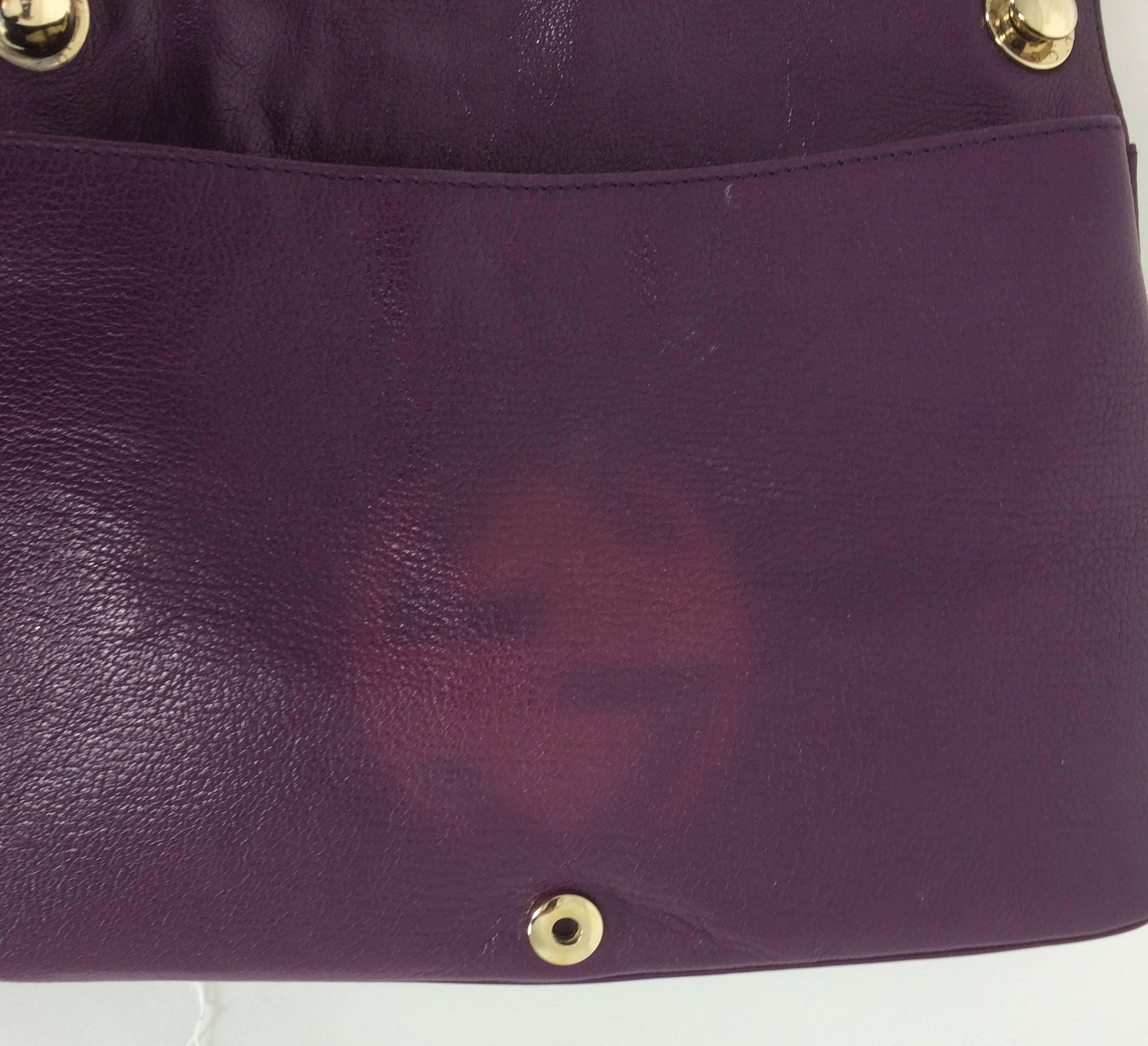 Gucci Blondie rare plum glazed leather shoulder handbag gold hardware 3