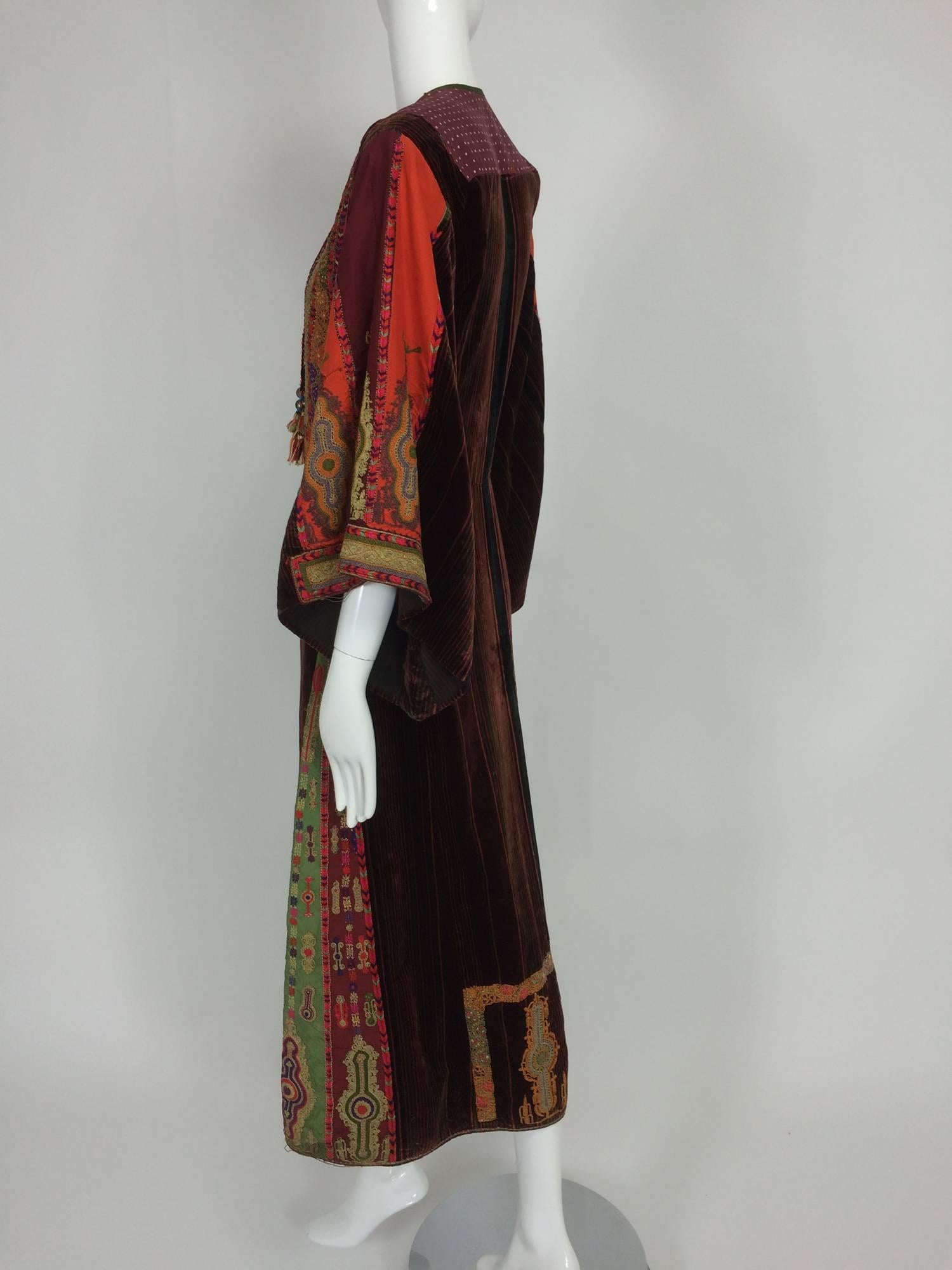 Mid 20th C. Palestinian traditional embroidered velvet robe  2