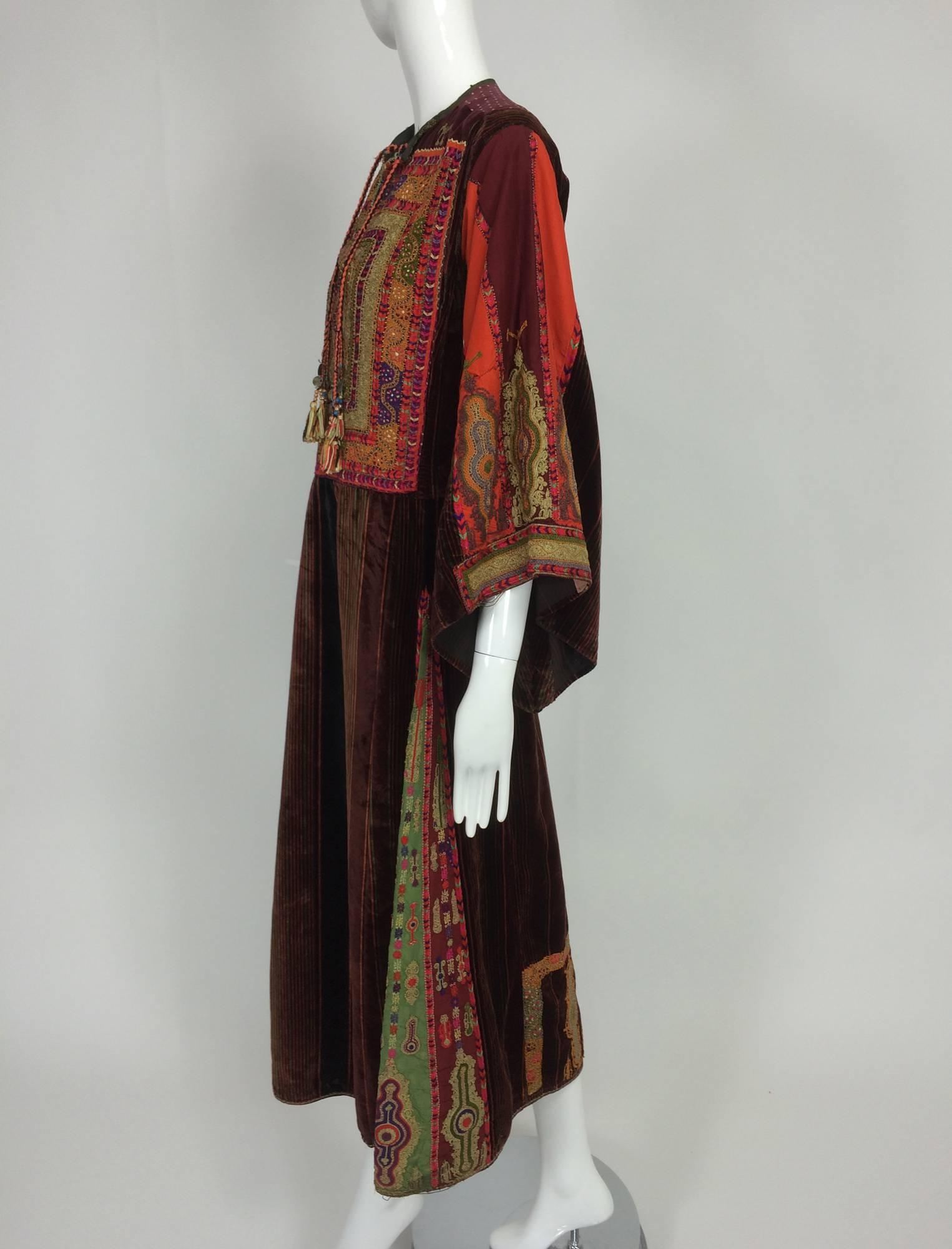 Mid 20th C. Palestinian traditional embroidered velvet robe  1