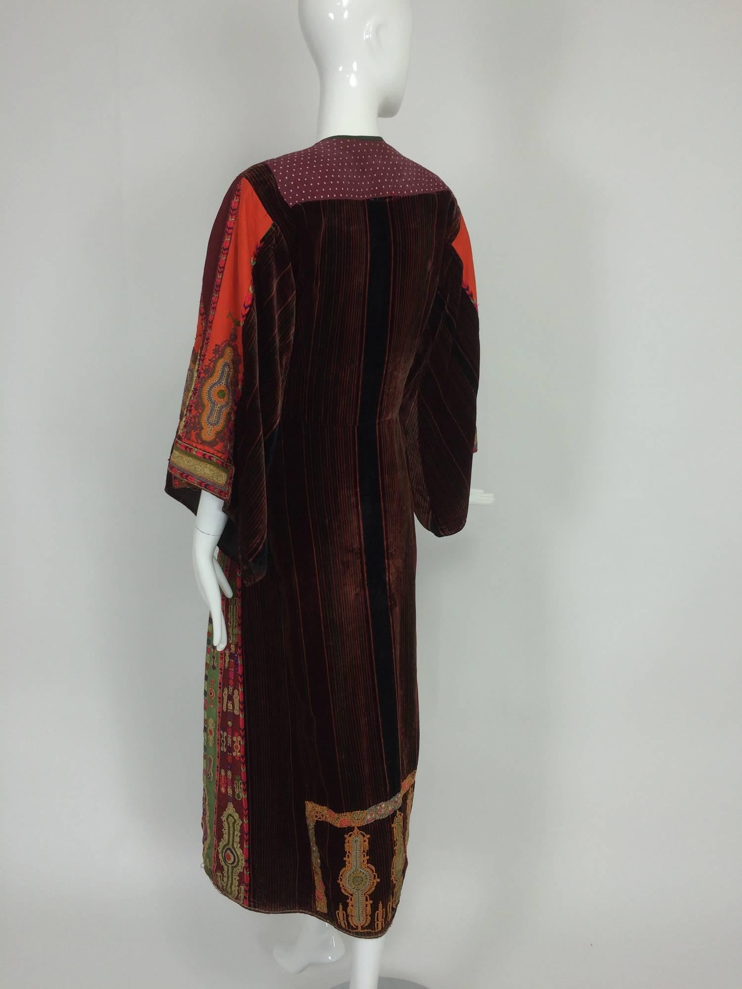 Mid 20th C. Palestinian traditional embroidered velvet robe  3