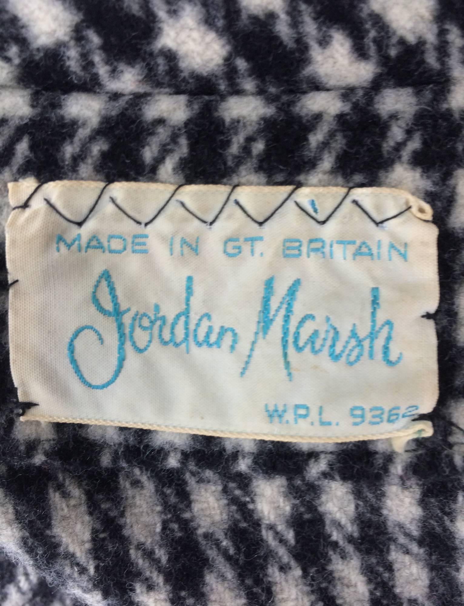 Mod black & white check zip front mini tent coat 1960s Jordan Marsh England 5