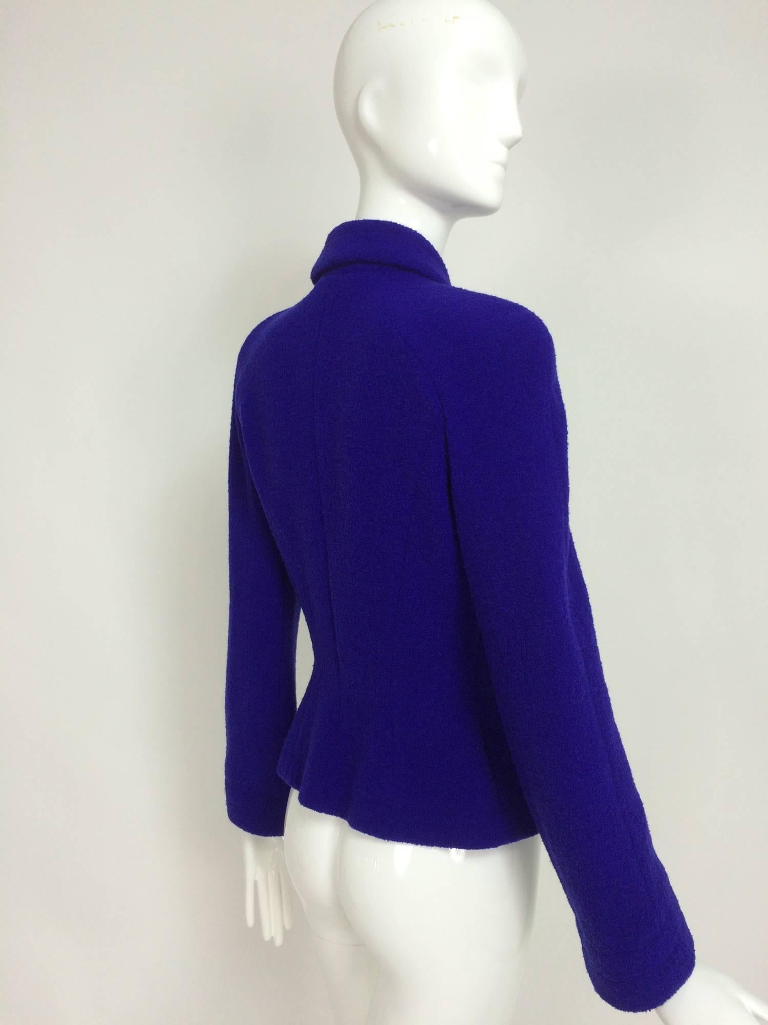 Thierry Mugler purple boucle fitted jacket 36 In Excellent Condition In West Palm Beach, FL