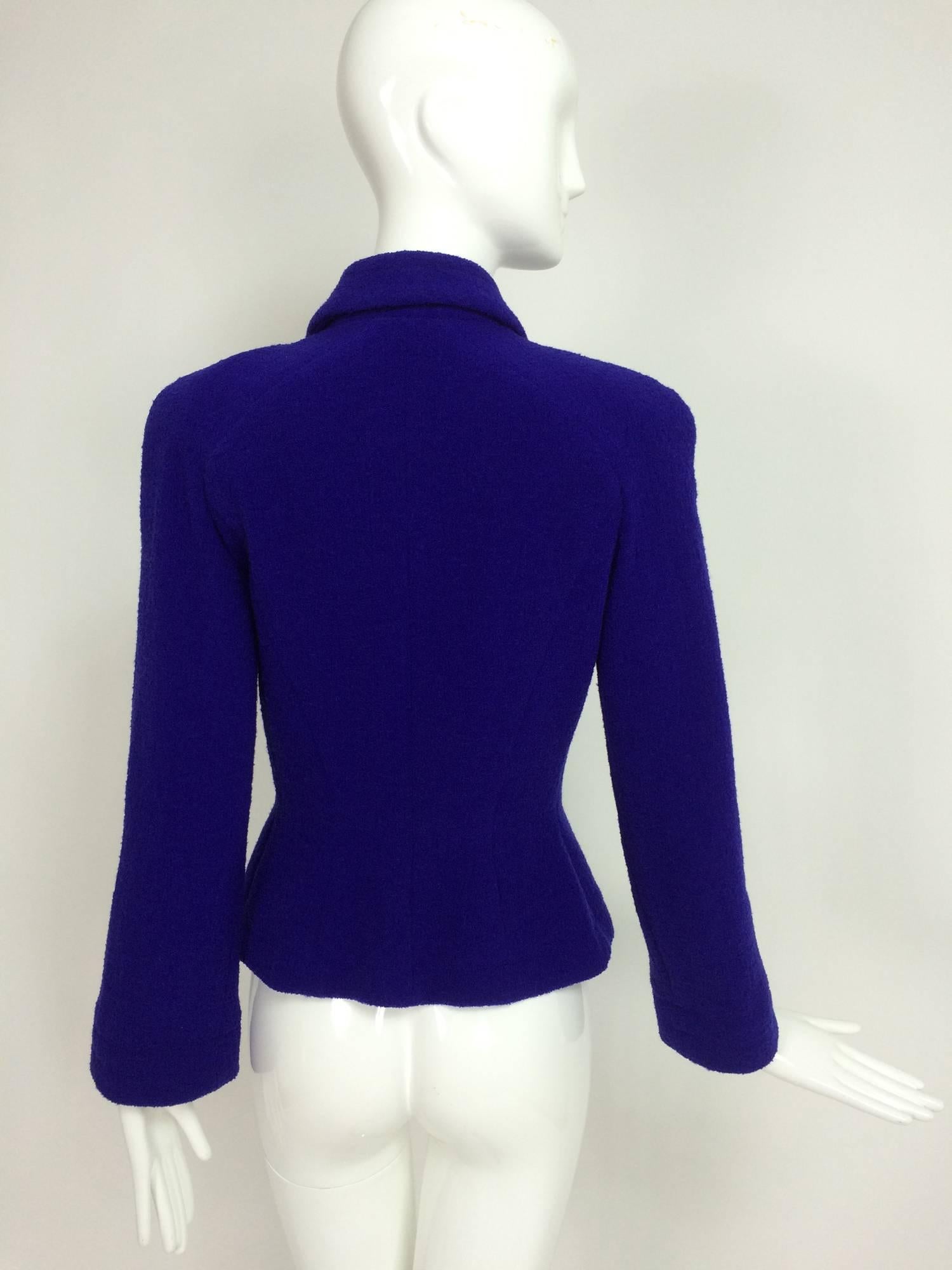 Purple Thierry Mugler purple boucle fitted jacket 36