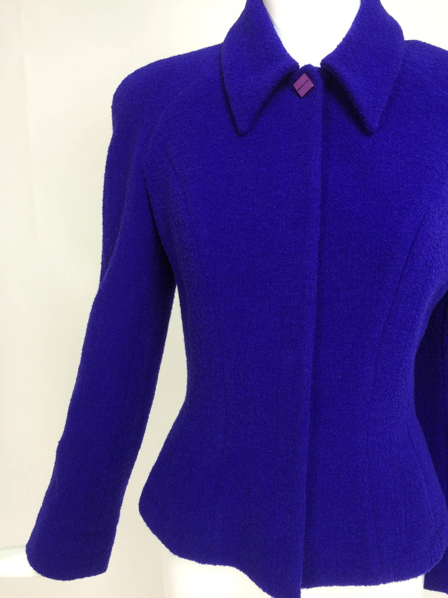 Thierry Mugler purple boucle fitted jacket 36 1