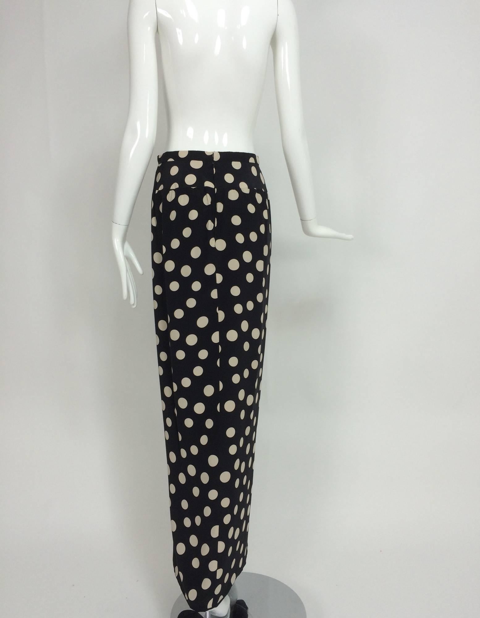 Valentino black & white dot silk petal hem wrap maxi skirt 1970s 3