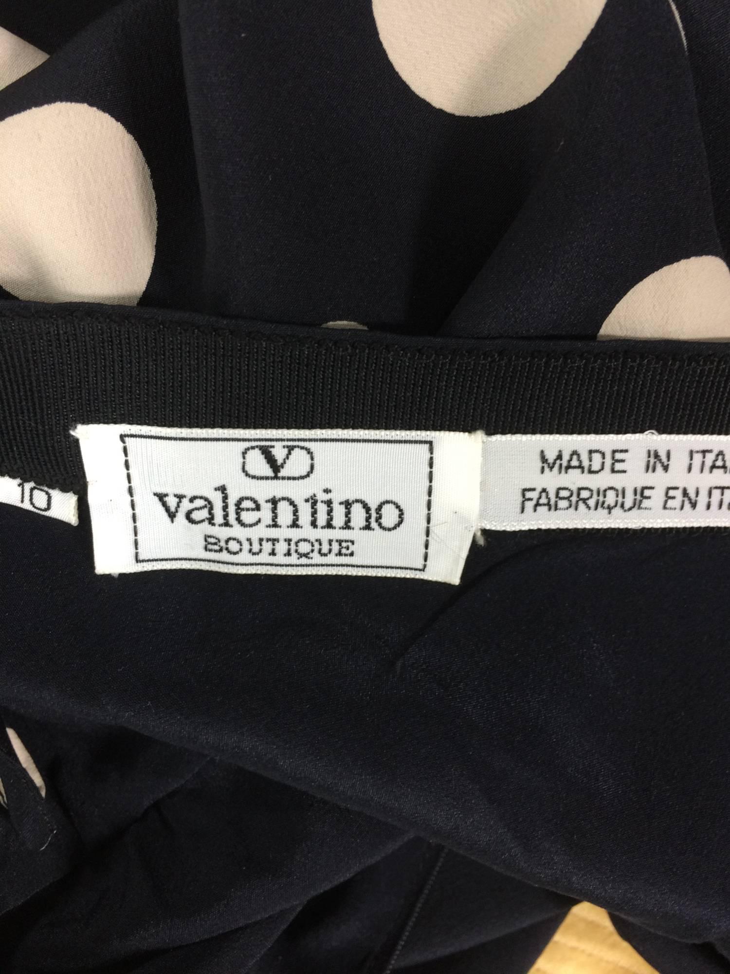 Valentino black & white dot silk petal hem wrap maxi skirt 1970s 4