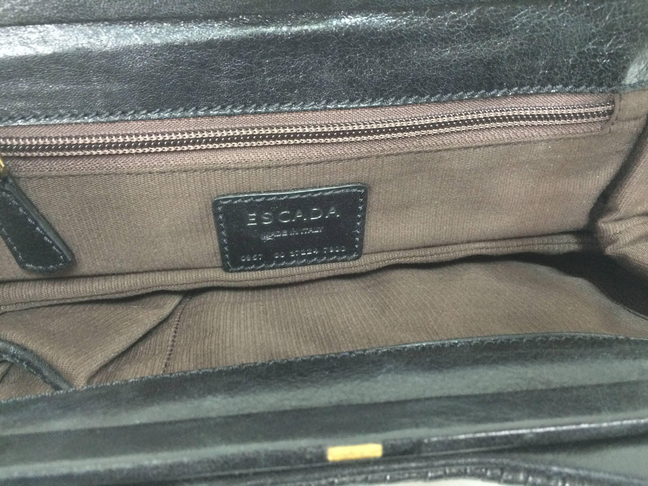 Escada black leather frame bag convertible clutch or shoulder handbag 1