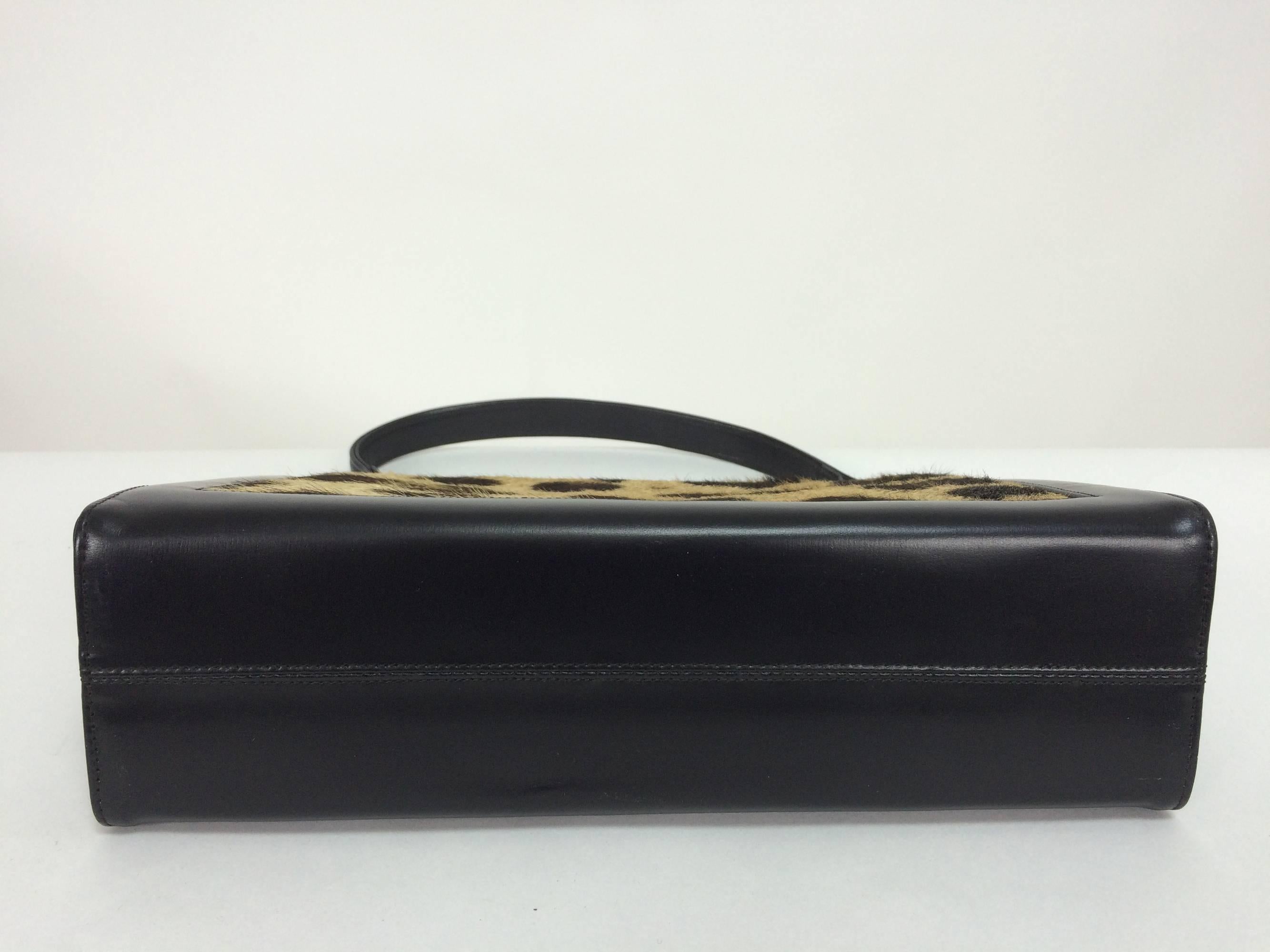 1950s black leather and spotted pony frame handbag 1