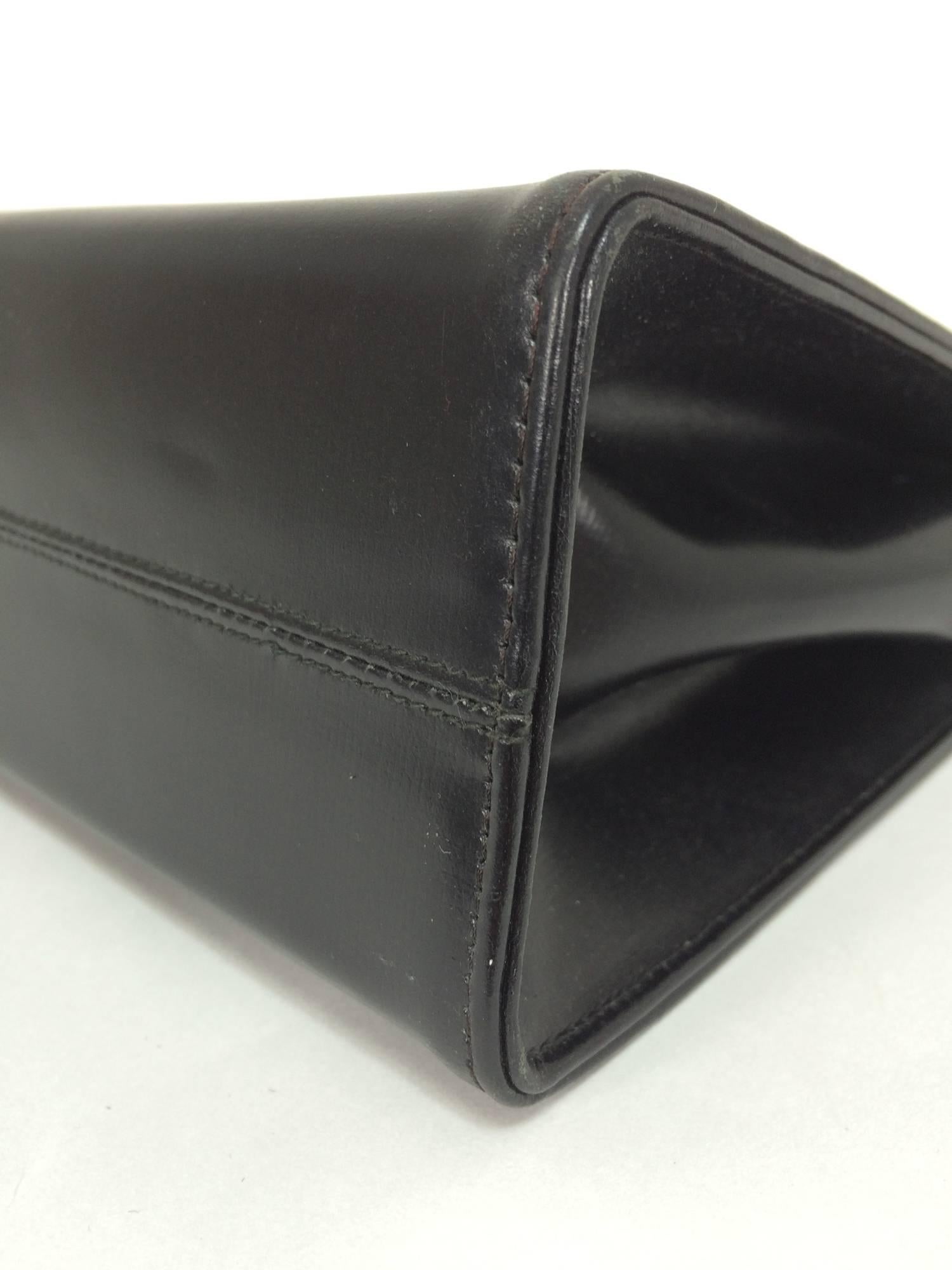 1950s black leather and spotted pony frame handbag 2