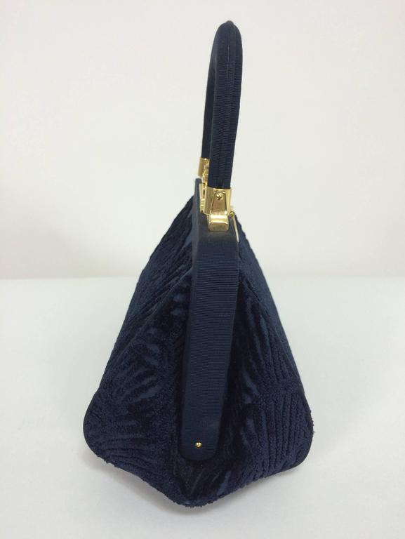 Roberta di Camerino inky blue cut velvet small satchel handbag at 1stDibs