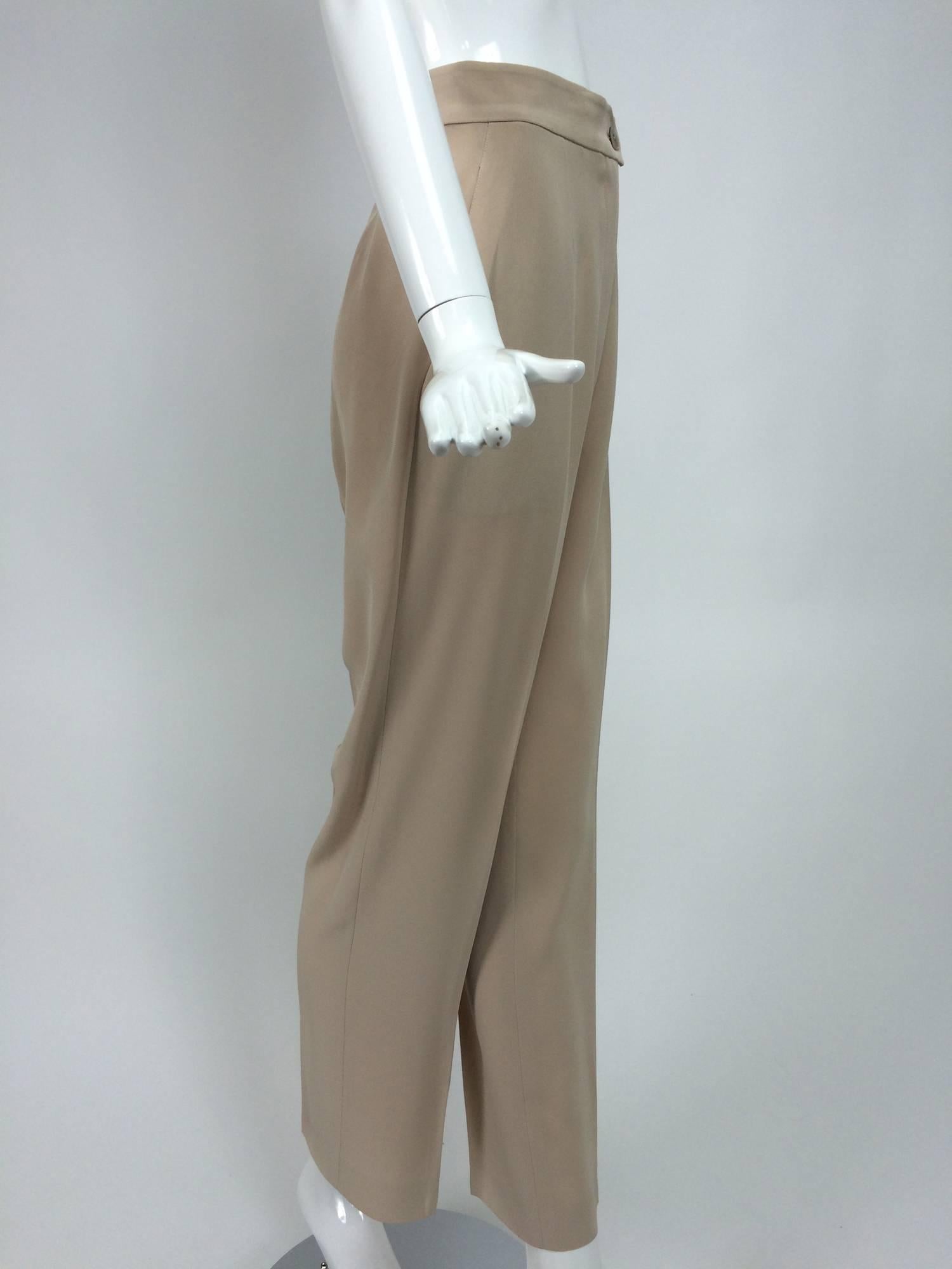 Women's Chanel taupe banded waist fly front trouser 38